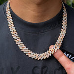 Load image into Gallery viewer, 3 Tone Prong Cuban Link Choker White Gold