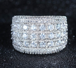 Load image into Gallery viewer, 925 Sterling Silver Round Diamond Pave Wide Band Ring