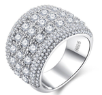 Load image into Gallery viewer, 925 Sterling Silver Round Diamond Pave Wide Band Ring