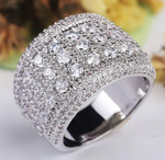 Load image into Gallery viewer, 925 Sterling Silver Round Diamond Pave Wide Band Ring