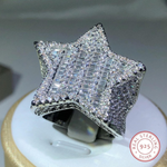Load image into Gallery viewer, Luxury Star Diamond Rings For Man/women Solid White Gold Rings Shine Hiphop