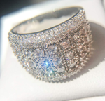 Load image into Gallery viewer, 925 Sterling Silver Round Diamond Pave Wide Band Ring