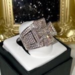Load image into Gallery viewer, Baguette Cross Men's Ice out 5X layered Diamond Lab Designer Big Ring