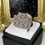 Load image into Gallery viewer, Baguette Cross Men's Ice out 5X layered Diamond Lab Designer Big Ring
