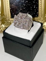 Load image into Gallery viewer, Baguette Cross Men's Ice out 5X layered Diamond Lab Designer Big Ring