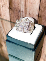 Load image into Gallery viewer, Baguette Cross Men's Ice out 5X layered Diamond Lab Designer Big Ring