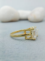 Load image into Gallery viewer, 3 ct pear and emerald cut lab grown diamond ring
