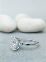 Load image into Gallery viewer, Oval Shape Solitaire Engagement Ring 14k Solid White Gold Ring