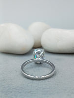 Load image into Gallery viewer, Oval Shape Solitaire Engagement Ring 14k Solid White Gold Ring