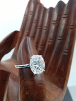 Load image into Gallery viewer, Oval Shape Solitaire Engagement Ring 14k Solid White Gold Ring