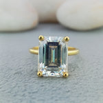Load image into Gallery viewer, 5.5 ct Emerald Cut Lab Grown Solitaire Engagement Ring