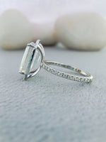 Load image into Gallery viewer, 14 kt white gold Emerald cut diamond engagement ring