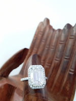 Load image into Gallery viewer, 14 kt white gold Emerald cut diamond engagement ring