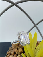 Load image into Gallery viewer, 14 kt white gold Emerald cut diamond engagement ring