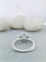 Load image into Gallery viewer, Fine Jewelry Emerald Lab Grown Diamond Solid Gold Three Stone Wedding Engagement Ring