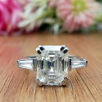 Load image into Gallery viewer, Emerald Cut Lab Grown Three Stone Wedding Ring