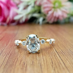 Load image into Gallery viewer, 14k Yellow Gold Oval Cut Lab Grown Diamond Solitaire with Accent Ring