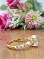 Load image into Gallery viewer, 14k Yellow Gold Oval Cut Lab Grown Diamond Solitaire with Accent Ring
