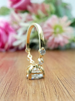 Load image into Gallery viewer, 14k Yellow Gold Oval Cut Lab Grown Diamond Solitaire with Accent Ring