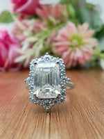Load image into Gallery viewer, 3.0 Carat Halo Emerald Cut Engagement Ring