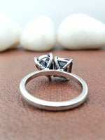 Load image into Gallery viewer, Lab Grown Two Stone Pear & Cushion Jewelry Diamond Solid Gold Engagement Ring