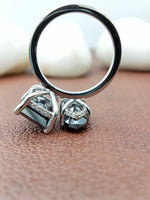 Load image into Gallery viewer, Lab Grown Two Stone Marquise & Emerald Diamond Solid Gold Engagement Fashion Jewelry Ring