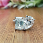 Load image into Gallery viewer, Two Stone Pear & Emerald Fine Jewelry Lab Grown Diamond Solid Gold Wedding Engagement Ring