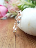 Load image into Gallery viewer, 14k White Gold Princess and Baguette Cut Diamond Dainty Wedding Band