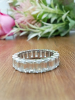 Load image into Gallery viewer, 3ct Emerald Cut Lab Created Diamond Eternity Wedding Band 14k White Gold Plated