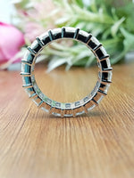 Load image into Gallery viewer, 3ct Emerald Cut Lab Created Diamond Eternity Wedding Band 14k White Gold Plated
