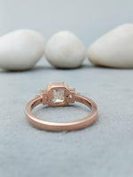 Load image into Gallery viewer, 14 kt rose gold emerald cut diamond ring
