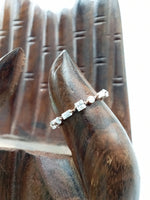 Load image into Gallery viewer, 14k White Gold Princess and Baguette Cut Diamond Dainty Wedding Band