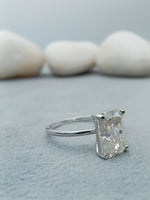 Load image into Gallery viewer, 14 ct Radiant Cut Lab Grown Four Prong Engagement Ring 925 Sterling Silver