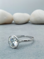 Load image into Gallery viewer, 2.40 carat round cut lab grown bezel engagement ring