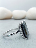Load image into Gallery viewer, 14 kt Sterling Silver Black Diamond Solitaire Ring