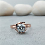 Load image into Gallery viewer, 10k Rose Gold Sunflower Lab Grown Engagement Ring