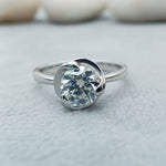 Load image into Gallery viewer, 1.03 ct Lab Round Cut Solitaire Half Bezel Setting Diamond 10k White Gold