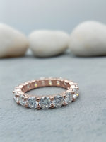 Load image into Gallery viewer, 14k Rose Gold Round Cut Diamond Eternity Ring