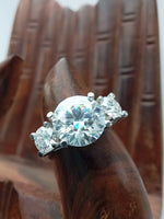 Load image into Gallery viewer, 4.5ct Round Cut Lab-Created trilogy Solitaire Ring White Gold Plated