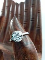 Load image into Gallery viewer, 1.03 ct Lab Round Cut Solitaire Half Bezel Setting Diamond 10k White Gold