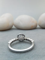 Load image into Gallery viewer, 0.85 ct Round Lab Grown Diamond Halo Engagement Ring with Floating Bubble Band