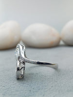 Load image into Gallery viewer, 14 kt sterling silver two stone engagement ring