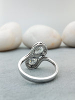 Load image into Gallery viewer, 14 kt sterling silver two stone engagement ring