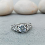 Load image into Gallery viewer, 14k White Gold Art Deco Diamond Engagement Ring