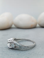 Load image into Gallery viewer, 14k White Gold Art Deco Diamond Engagement Ring