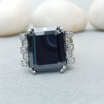 Load image into Gallery viewer, 14.0 ct Emerald Cut Certified Black Diamond Ring