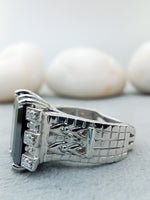 Load image into Gallery viewer, 14.0 ct Emerald Cut Certified Black Diamond Ring
