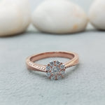 Load image into Gallery viewer, 10/14 kt Rose Gold Flower Cluster Diamond Ring