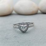 Load image into Gallery viewer, Heart Cut Solitaire Halo Diamond Engagement Ring