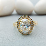 Load image into Gallery viewer, 14k Yellow Gold Oval Lab Grown Diamond Halo Engagement Ring